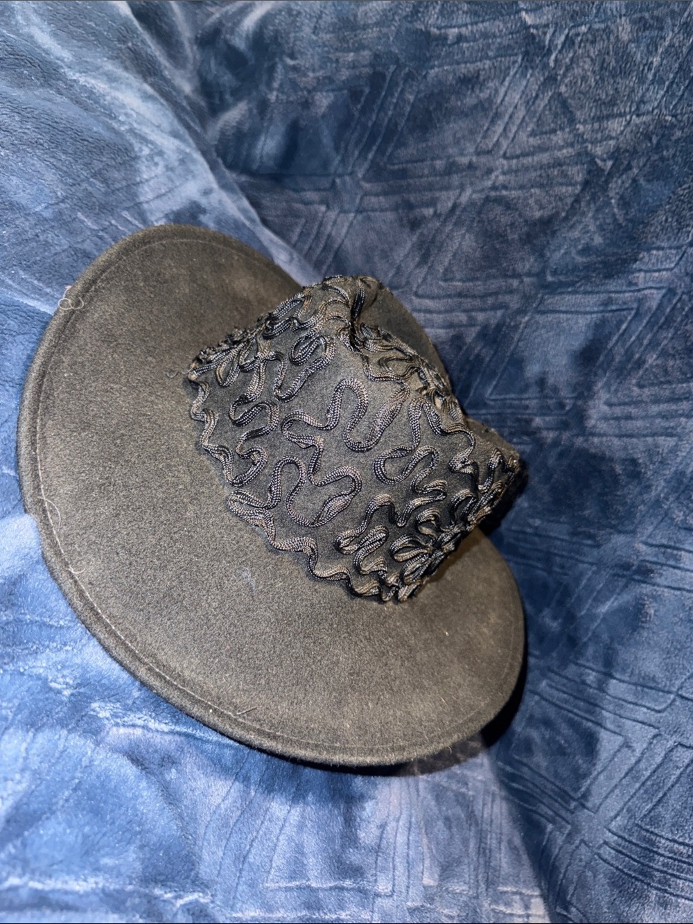 Vintage 100% Wool Wide Brim Hat Brown Olive Decorative Band